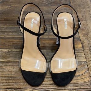 EXPRESS CLEAR HEEL/STRAP SANDAL SIZE 7